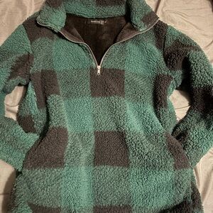 Black and green Plaid Sherpa
